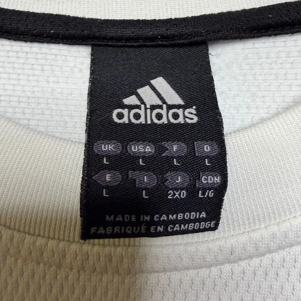 Adidas Shirt Mens Large White Long Sleeve 3 Stripe Y2K Performance Top